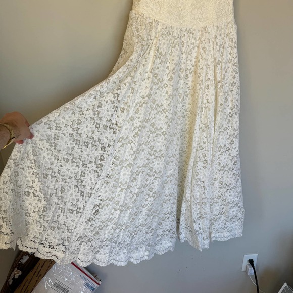 Caroline Charles London Vintage 1980's Strapless White Fit and Flare Midi Dress - Picture 4 of 12